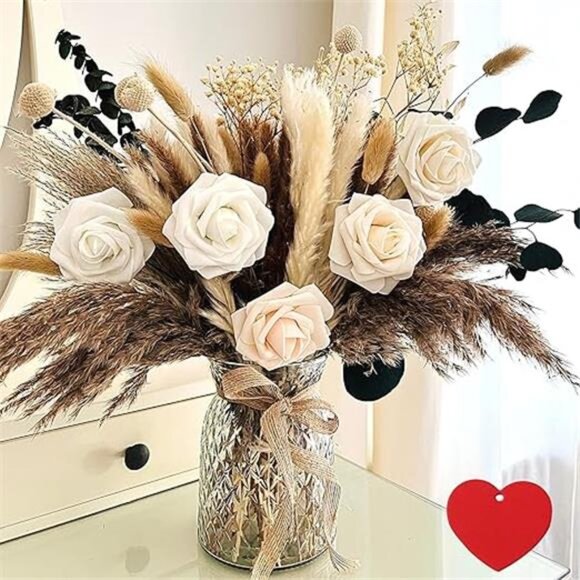 100pcs Artificial Flower Arrangements with Vase, Pampas Grass with Vase Included - Picture 7 of 7